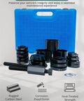 24 Piece Wheel Bearing Press Kit for Front Wheel Drive Vehicles with blue case and adapters for easy bearing installation