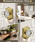 Clear Glass Diamond Door Knob Set With Privacy Lock In Antique Brass Finish on interior and exterior doors, 1 Pack