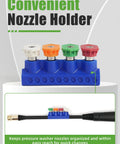 Pressure Washer Gun Set Universal Fit Heavy Duty With 2320 PSI Max 5000 PSI Burst nozzle holder with four stainless steel tips.