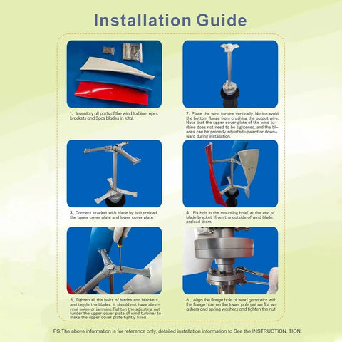 Installation guide for Vertical Helix Wind Turbine Kit With MPPT Controller 12V 24V 48V 10000W Portable Wind Power Generator