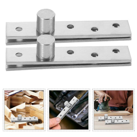 2 Pack Concealed Stainless Steel Door Hinges For Wooden Doors Central Pivot Hinge With 360 Degree Rotation, silver finish