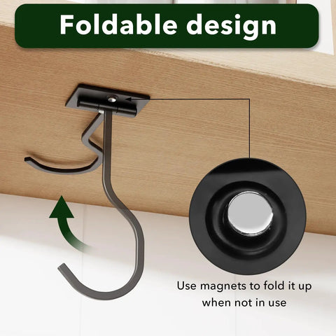 Game Changer Foldable Banana Hook With Strong Peel And Stick Adhesive For Under Cabinet Storage And No Hassle Easy Peasy Space Saver Slick Black Hanging Rack