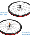 Ultralight 700C Carbon Road Wheelset with Front 37mm and Rear 46mm Depth, 24H Clincher Rims, Center Lock Disc Brake, Front and Rear Wheels