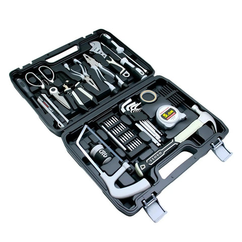 Portable Mechanics Tool Kit Set With Clear Organized Plastic Toolbox Storage Case For Home Garage And Apartment DIY Projects