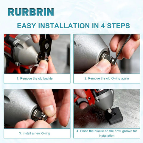 Installation steps for Badass 3/8 Inch Impact Socket Retaining Ring And O Ring Kit With Anvil Pry Lever for wrenches.
