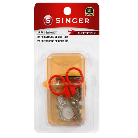 Travel Sewing Kit In Colorful Translucent Case With 10 Colored Threads, 25 Inch Tape Measure, Needles And Quick Fix Gear