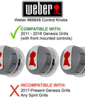 Replacement Gas Grill Burner Knob Set For Genesis 2011 Through 2016 Models With Three Knobs Easy Install Dial In Heat Durable Metal Construction Ideal Replacement Part For Genesis Series Outdoor Grills