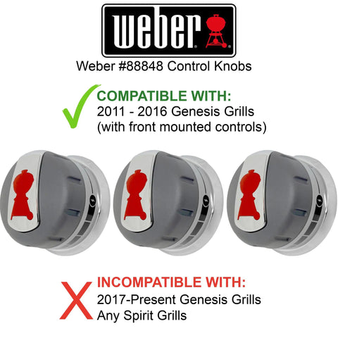 Replacement Gas Grill Burner Knob Set For Genesis 2011 Through 2016 Models With Three Knobs Easy Install Dial In Heat Durable Metal Construction Ideal Replacement Part For Genesis Series Outdoor Grills