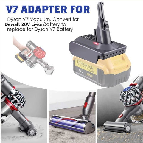 V7 Vacuum Adapter Kit For DeWalt 20V Battery with Dyson V7 Cordless Stick Vacuum illustrations