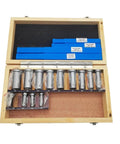 22 Piece Pro Grade Keyway Broach Set for HSS Broaching Tools, Metric Range 12 To 30, Includes Bushing Shim Kit in a Wooden Box
