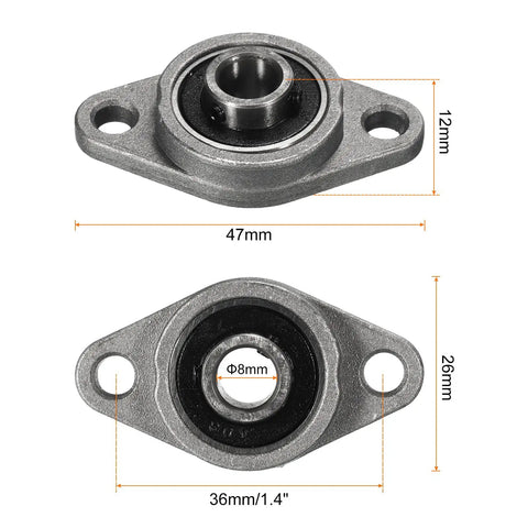 Four Pack KFL08 Flanged Pillow Block Bearings with 8mm Bore in Zinc Alloy Housing Self Aligning Flange Mounted Bearings dimensions