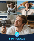 Portable Handheld Turbo Fan With 1 To 100 Gear Wind And All Day Battery Power, Up To 23 Hours Of Cooling, 3 In 1 Personal Fan shown in use