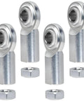 Three Eighths Inch Rod End Bearings Heim Joints Set Of Four With Right Hand Female Thread And Bore Three Eighths Self Aligning High Load Capacity Low Noise Corrosion And Wear Resistant Lock Nut Bushing Assembly For Heavy Duty Linkages, zinc plated