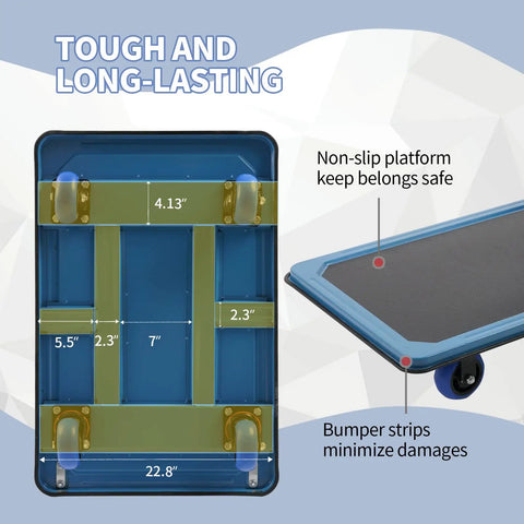 Tough As Nails Folding Platform Truck Cart Built With Thick Steel Plate And Smooth Rolling Wheels For Busting Through Heavy Warehouse 36X24 Inch 1100 Lbs Hauls