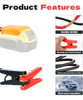 Heavy Duty Jumper Cables With Adapter For 20V Dewalt Battery, 2ft 8AWG wires, clamps, and adapter for jump starting in any weather.