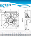 Technical diagram of Self Aligning Pillow Block Bearing With 2 Inch Bore 4 Bolt Flange Mounted Solid Square Base Built Tough Durable Chrome Steel UCF211-32