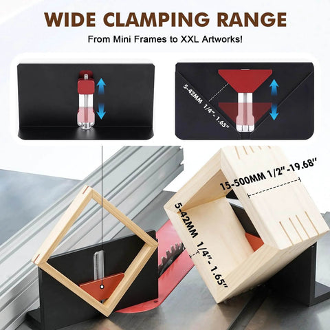 Right Angle Spline Jig For Table Saw And Router Table, Adjustable Clamp For Five To Forty Two Millimeters Thick Stock