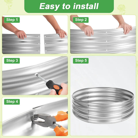 Assembly steps for 3-Pack Round Galvanized Raised Garden Bed Kit 2 By 2 By 1 Foot Outdoor Planter Metal Flower Box