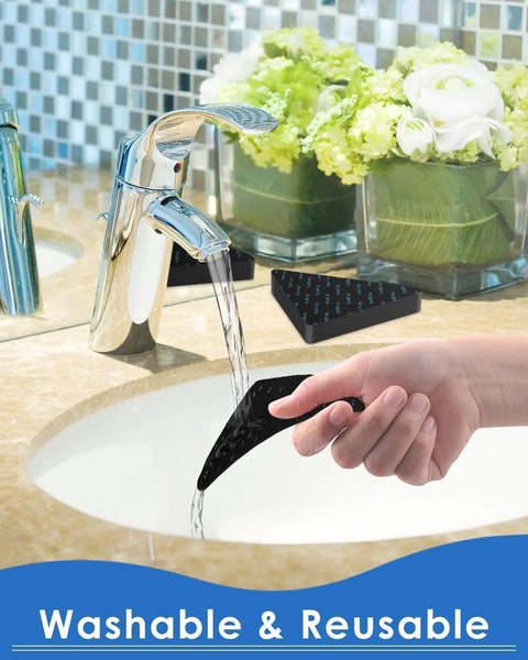 Washing a triangular rug pad gripper from the Non Slip Rug Pad Grippers Set, 14 Pack Anti Slip Rug Pads For Area Rugs And Carpets.