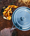 Two Pot Stainless Steel Camp Stove Set With Three Liter And One And A Half Liter Pots, Vent Holes And Silicone Coated Tabs