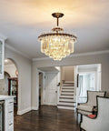Lit 7 Light Black Crystal Chandelier Modern Semi Flush Mount Ceiling Light in foyer 18.11 inch diameter 22.44 inch height