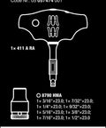 Diagram of Kraftform Kompakt 400 RA Imperial 9-Piece Set With Ergonomic 2-Component Handle Fine-Tooth Ratchet.