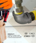 6 Inch 90 Degree Malleable Iron Elbow Fitting With Female Threads Black Finish for high pressure connections in industrial settings
