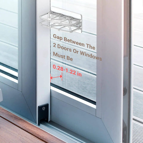 Two Pack Sliding Door Lock Kit For Child Safety And Home Security Sliding Glass Door Lock For Kids installed on a glass door.