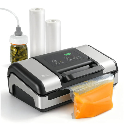 12 Inch Vacuum Sealer For Liquids And Moist Foods With Smart Heat Sealing To Prevent Bag Melting, Built In Cutter And Roll Storage