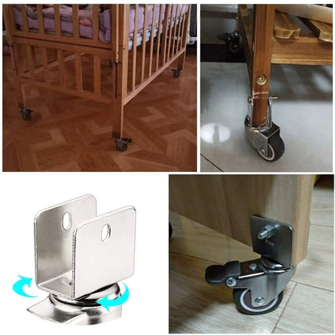 Image of Heavy Duty Plate Casters Set Of 4 Swivel Caster Wheels With U Bracket 1 Inch 25mm TPE Rubber used on furniture.