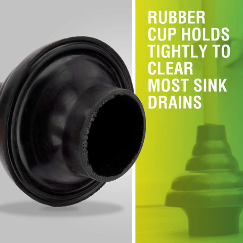 Heavy Duty Drain Plunger With Double Thrust Rubber Cup And Wood Flange For Toilets Sinks Tubs And Showers close-up