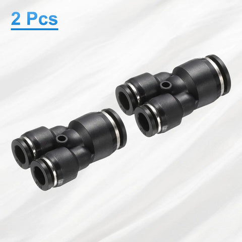 Two Pack Push To Connect Fittings 1/2 In Tube OD To 5/16 In OD Tee Reducer 3 Way Pneumatic Quick Connect Kit For Air Hose