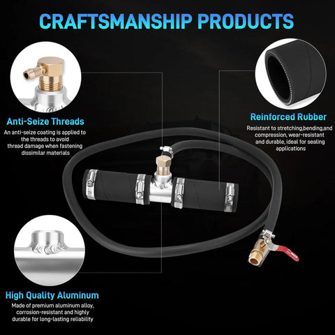 Diesel Gravity Fueled Auxiliary Fuel Tank Installation Kit For Heavy Duty Trucks with aluminum and rubber components.