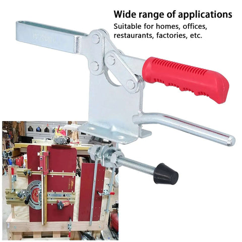 Ergonomic Horizontal Toggle Clamp Hold Down Fixture For Cabinets And Woodworking with non-slip handle, easy install screws.
