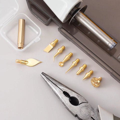 Eight Piece Copper 3D Printer Smoothing Tool Kit With Gold Tips And Connector Pro Grade Finishing Set For Precise Smooth Surfaces On PLA And ABS