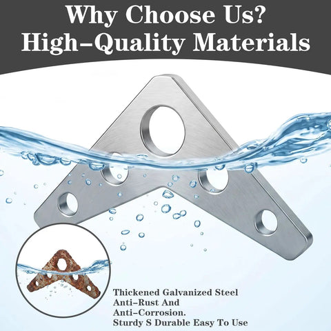 Heavy Duty Steel Weld On Triangle Gussets 12 Piece Kit Features anti-corrosion galvanized steel triangle bracket in water.