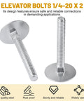 Elevator bolts 1/4-20 x 2, zinc-plated steel with flat washer heads; 2 bolts shown