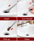 Heavy Duty 6 Ft Stainless Steel Drain Auger Snake To Bust Up Tough Hair Clogs In Toilet Kitchen Sink Shower Bathtub during use.