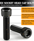 Close-up of M3 Screws Kit 1015Pcs Dope Set With Hex Socket Head Cap Bolts, showing knurled cap and deep thread design.