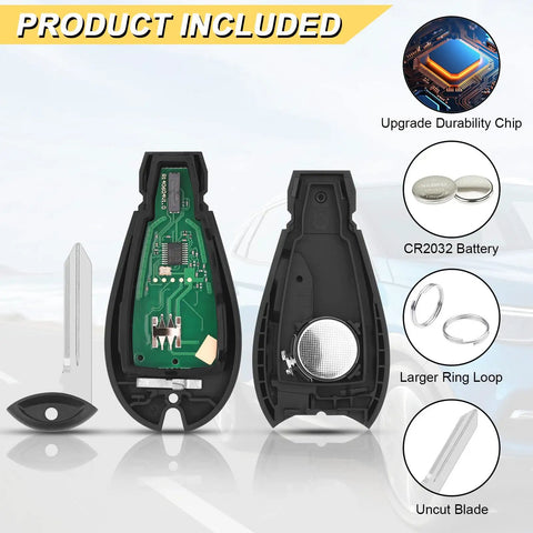 Product components for Key Fob Replacement For Dodge Ram 1500 2013 2021 And Ram 2500 3500 4500 5500 Remote Control With GQ4-53T 4 Buttons 2 Pieces