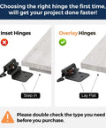 Comparison of inset and overlay hinges for 50 Pack 25 Pairs Half Inch Overlay Cabinet Hinges Self Closing Semi Concealed Face Mount Matte Black Hardware With Door Bumpers For Kitchen And Cupboard Doors Quiet Close Easy Install