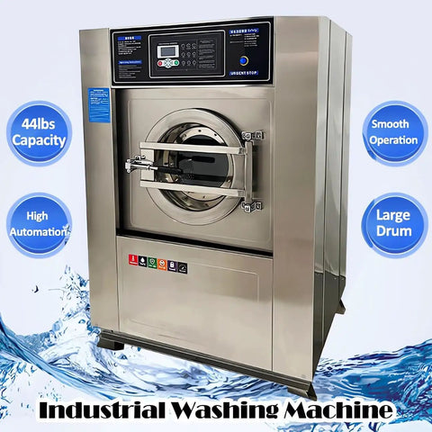 Industrial Front Load Washer Dryer Combo 44Lbs Capacity 20kg Heavy Duty Stainless Steel 304 Laundry Machine with Wash Spin Dry