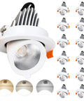 LED Recessed Ceiling Lights Kit, 12 Pack, Easy Install Downlights with Junction Box, 360 Degree Rotatable COB Elephant Trunk Light