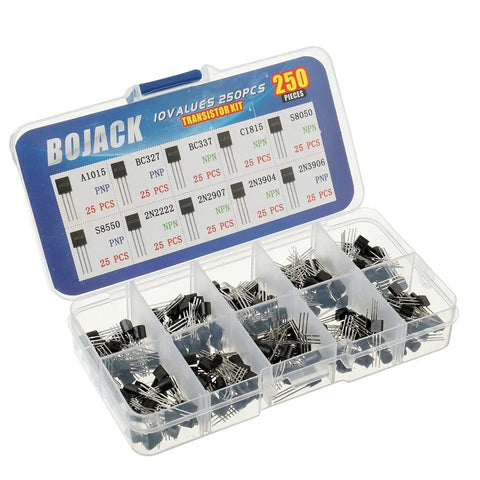 Power Transistors Assortment Kit 250 Pack Ten Values PNP And NPN General Purpose Transistors Set open box display