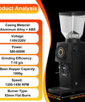 Boost Your Daily Grind Game With This Hardworking Flat Burr Espresso Coffee Bean Grinder showing aluminum alloy body and digital timer.