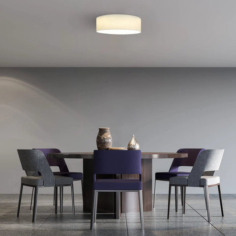 Dining room with Dope Flush Mount Ceiling Light With Drum Shade LED Fixture Remote Control Dimmable And Color Temp Adjust 15.75 Inch Diameter