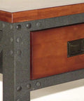 Close-up of 72x24 inch rolling workbench with solid hardwood top and steel frame, featuring a single drawer for home garage use.