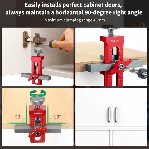 2 In 1 Cabinet Door Mounting Jig For Frameless Cabinets, Adjustable Aluminum Alloy Hardware Jig With Storage Bag in use
