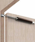 Soft Close Door Closer With Adjustable Hinge Mount For Quiet Smooth Door Closure Mute Hardware In Silver Finish installed on door