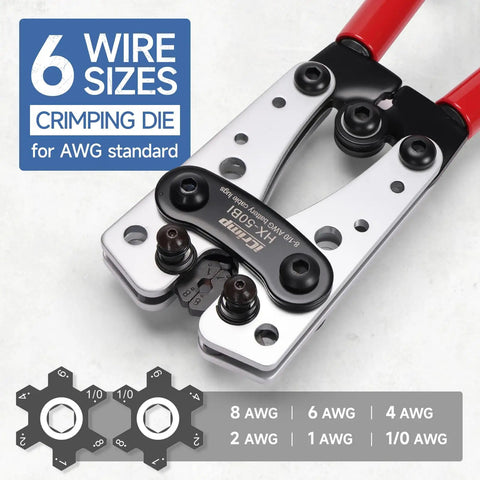 Beast Mode Heavy Duty Cable Lug Crimping Tool For AWG 8 To 1/0 Battery Cables Copper And Aluminum Lugs Compatible No Welding